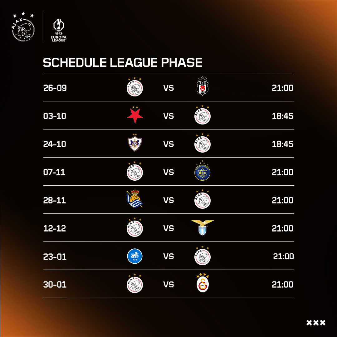 Ajax European Fixtures
