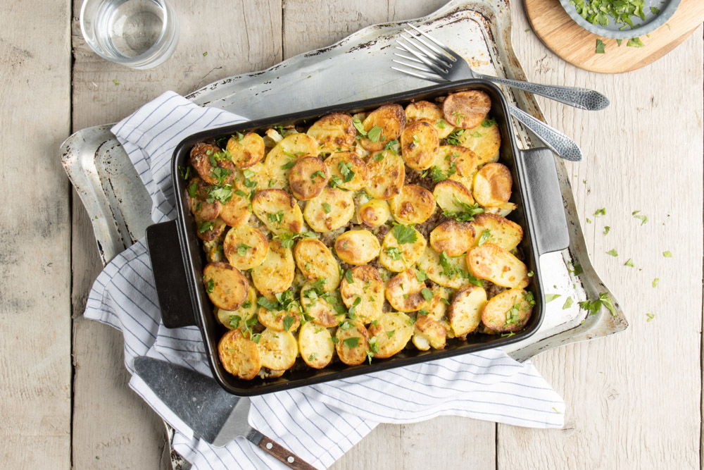 Bloemkool Ovenschotel Met Gehakt En Aardappelschijfjes