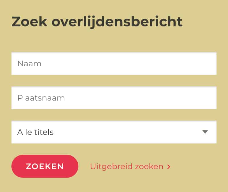 Overleden Personen Zoeken