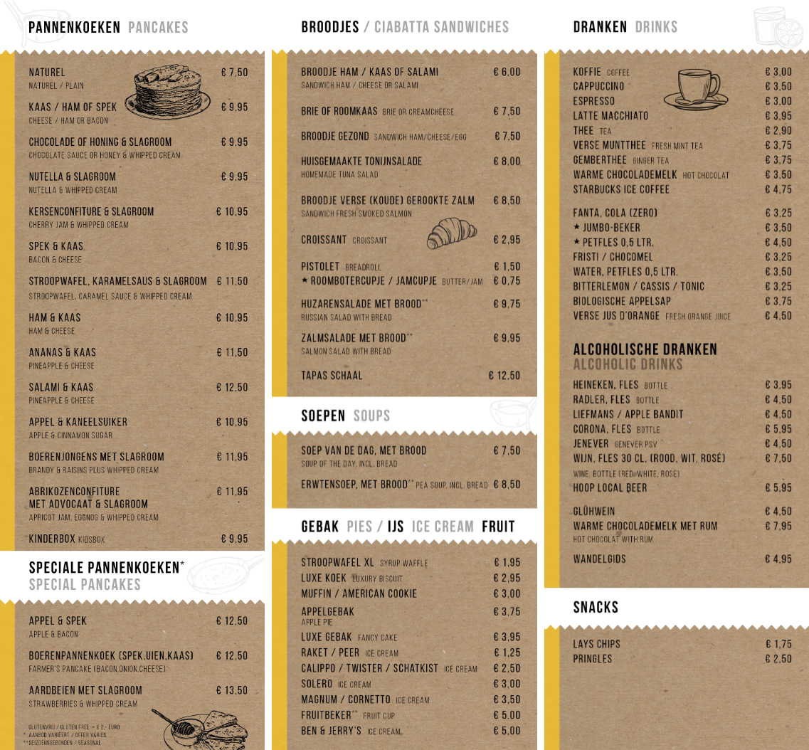 Restaurant De Kraai Menu