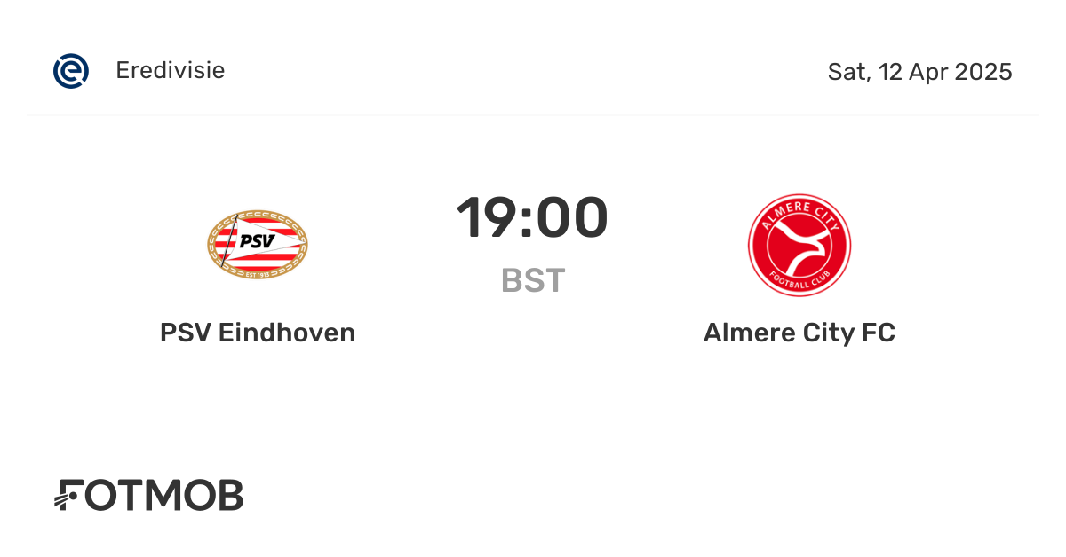 Stand Psv Almere City Fc Results