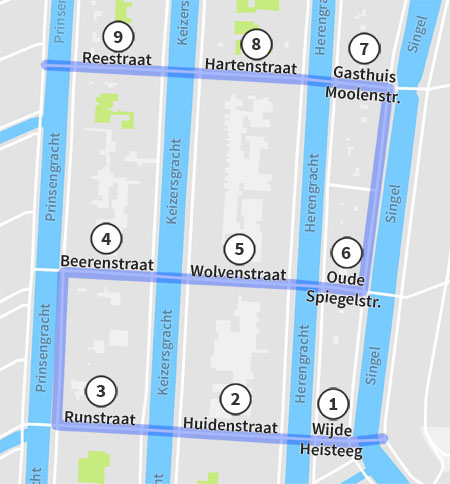 De 9 Straatjes Wolvenstraat Amsterdam Netherlands Map