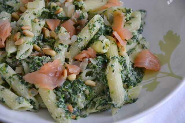 Pasta Met Zalm En Spinazie A La Crème