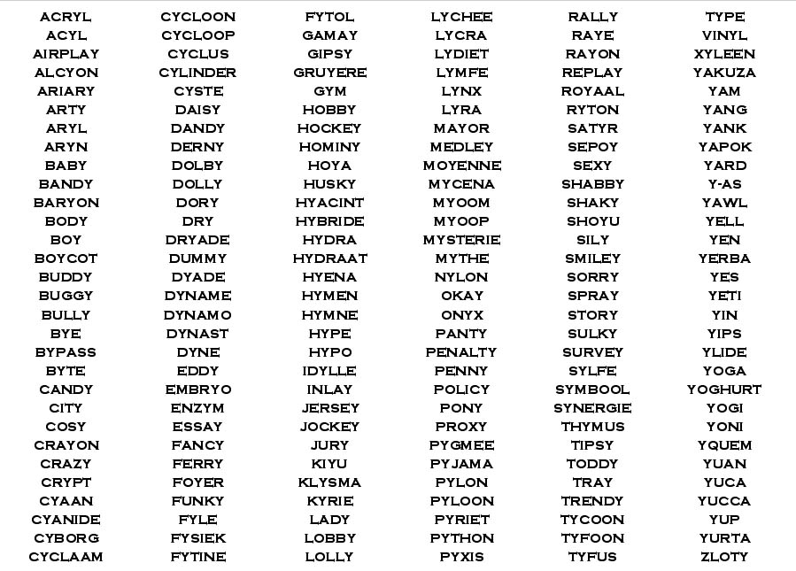 Woord Met Y En Q Letters