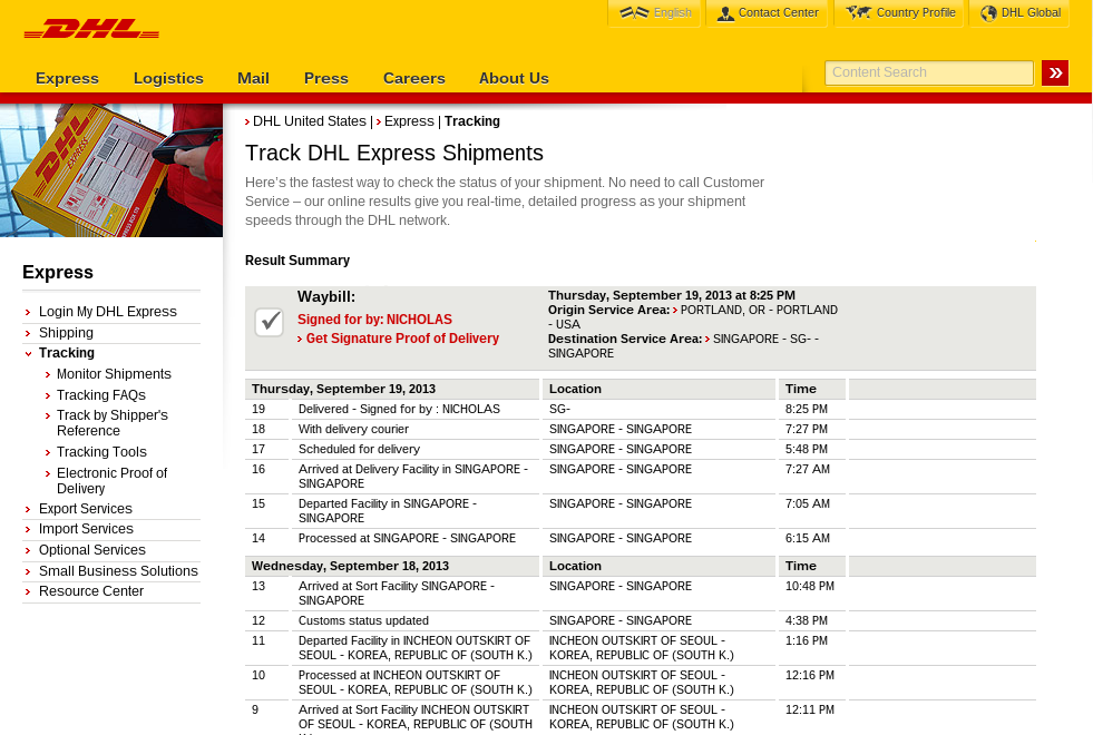 DHL Track And Trace