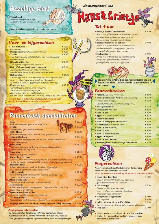Hans En Grietje Pannenkoekenhuis Menu