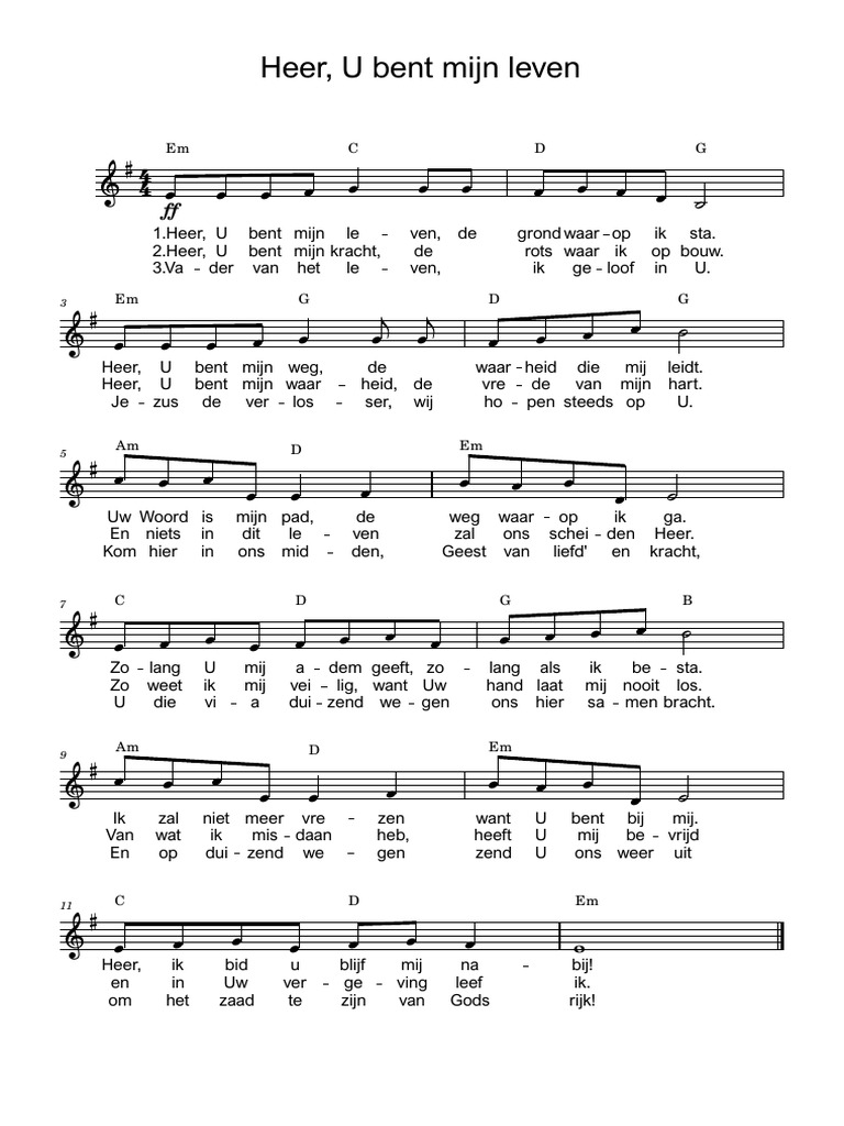 Heer U Bent Mijn Leven Tekst Lyrics