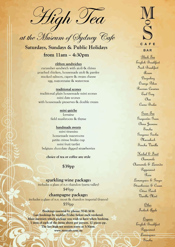 High Tea In De Buurt Menu