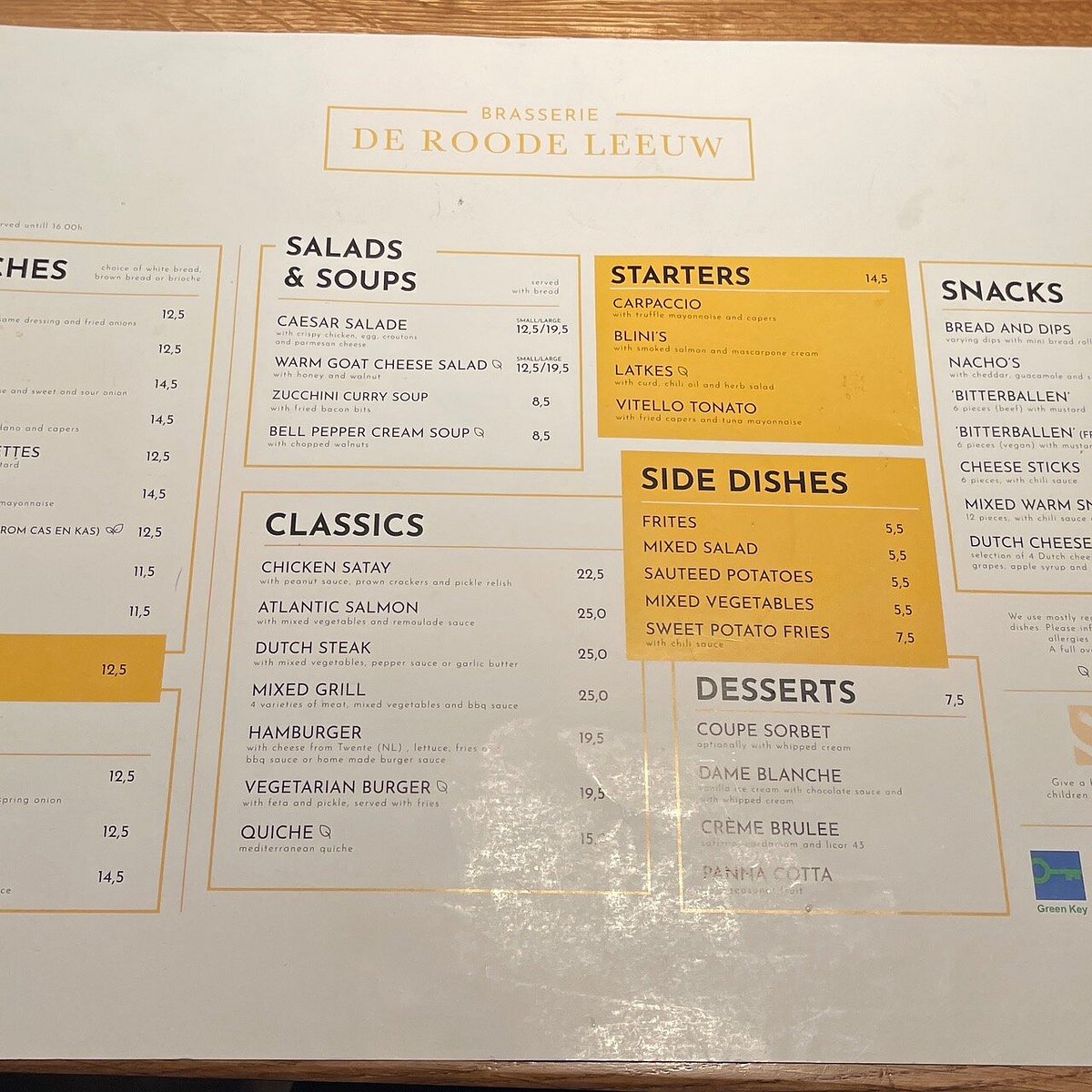 Hotel Restaurant De Roode Leeuw Menu