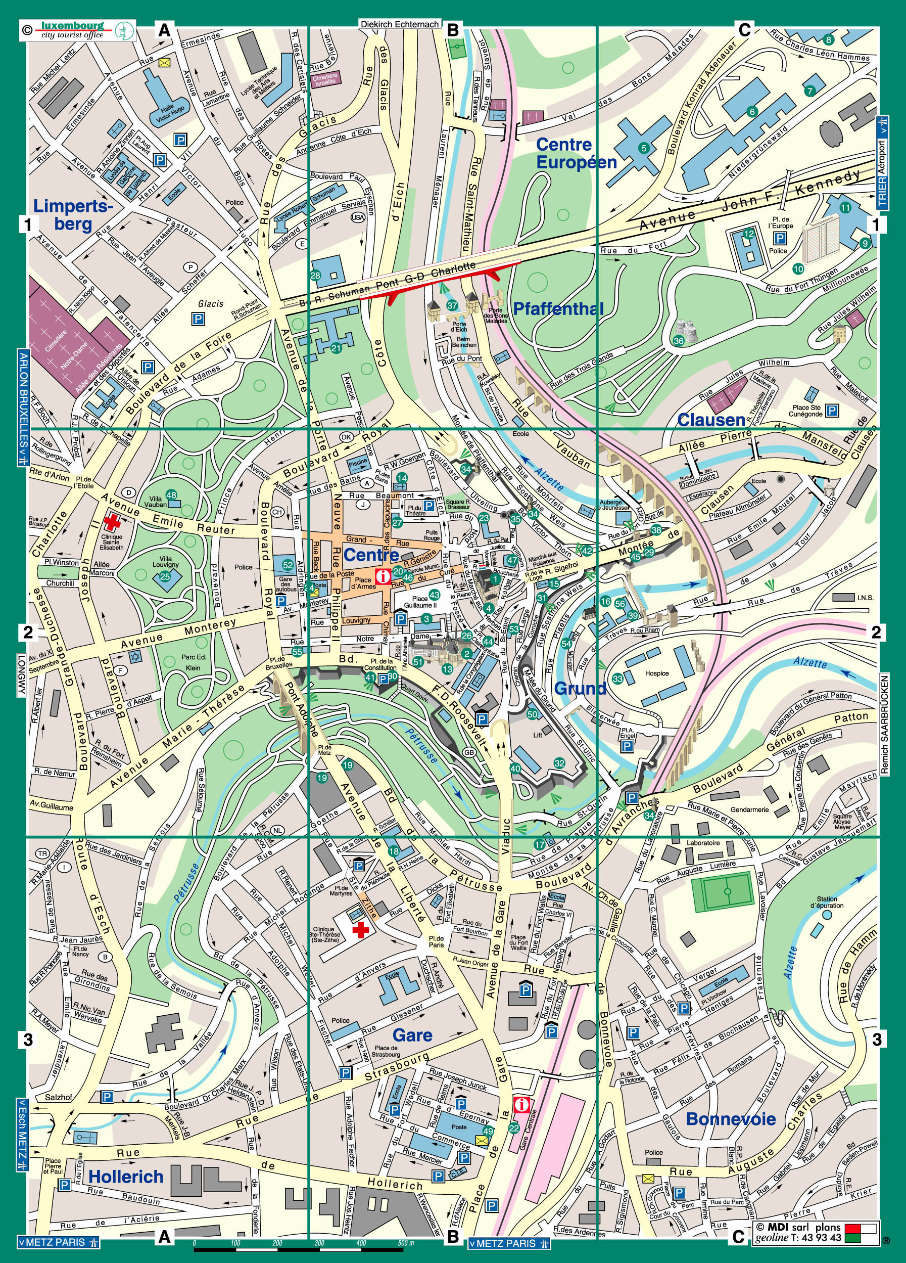 Luxembourg City Tourist Map