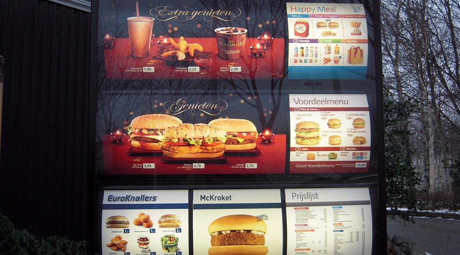 McDonald's Amsterdam Menu