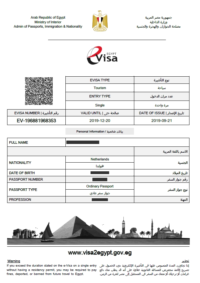Visa Egypte Nederlanders