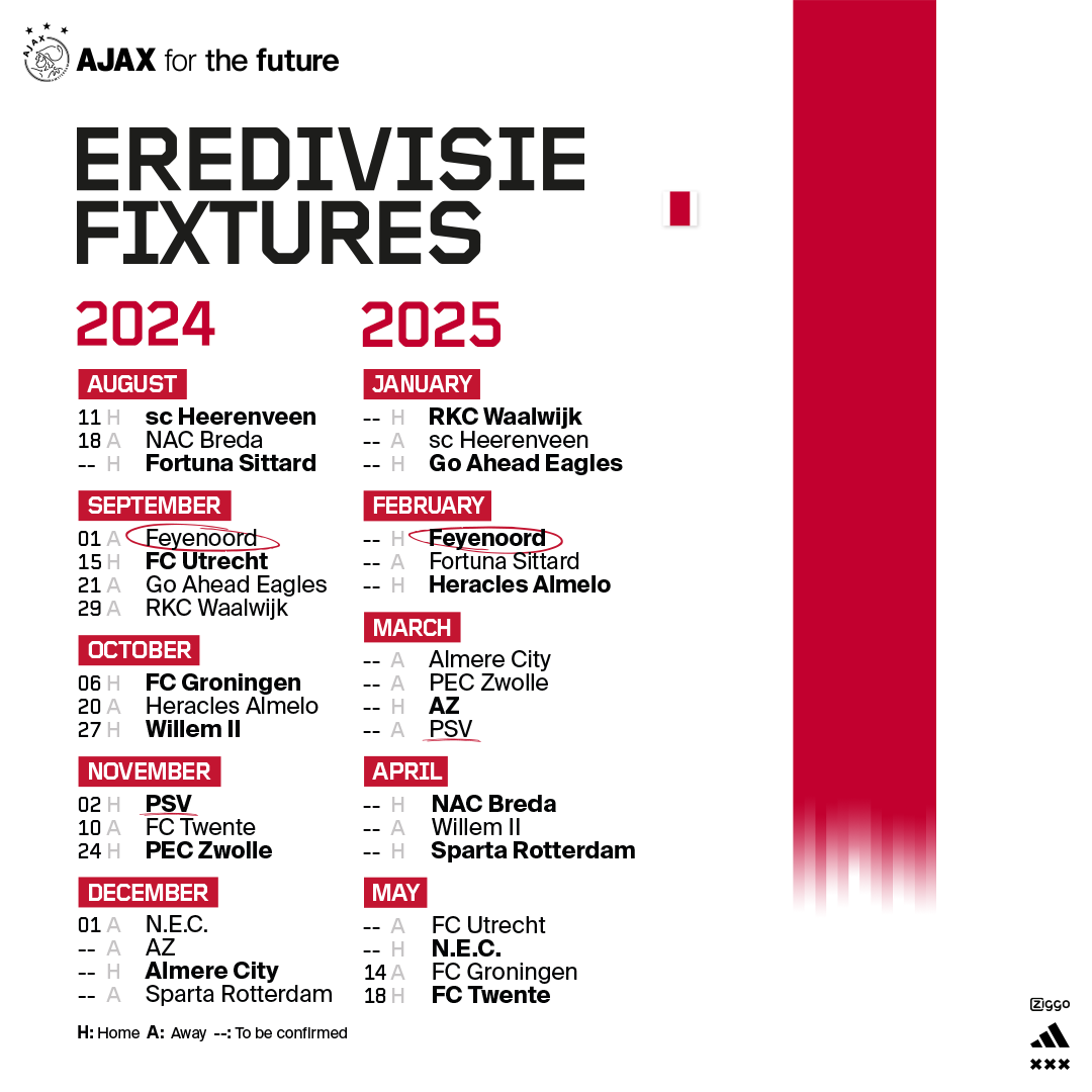 Ajax Schedule 24 25