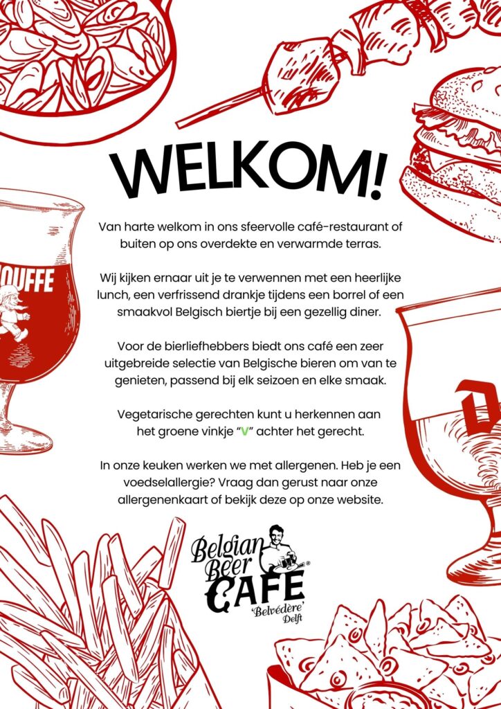 Belgian Beer Cafe Belvedere Delft Menu