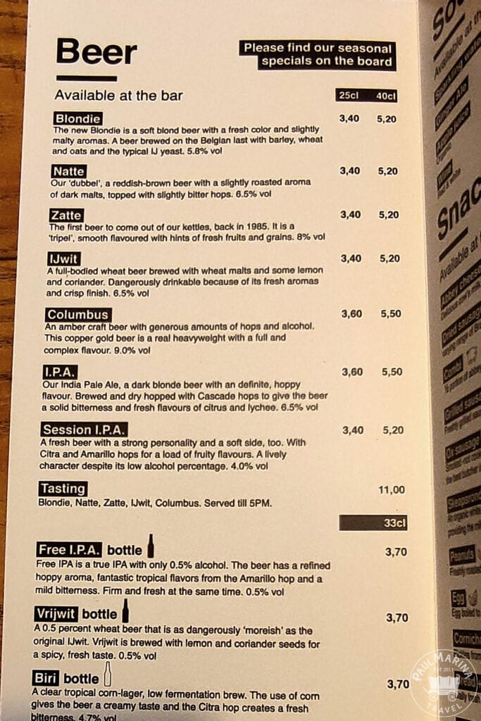 Brouwerij T Ij Menu Pdf