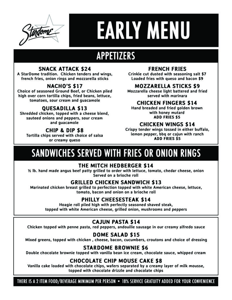 Comedy Club Amsterdam Menu