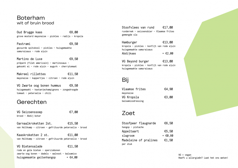 De Brakke Grond Menu