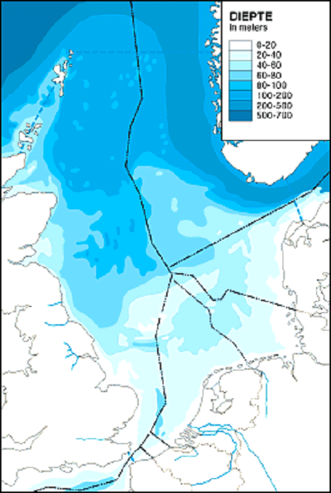 Diepte Noordzee Kaart