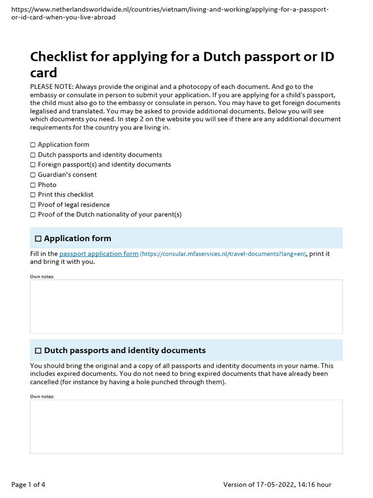 Dutch Passport Application