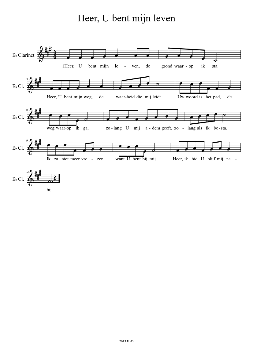 Heer U Bent Mijn Leven Bladmuziek