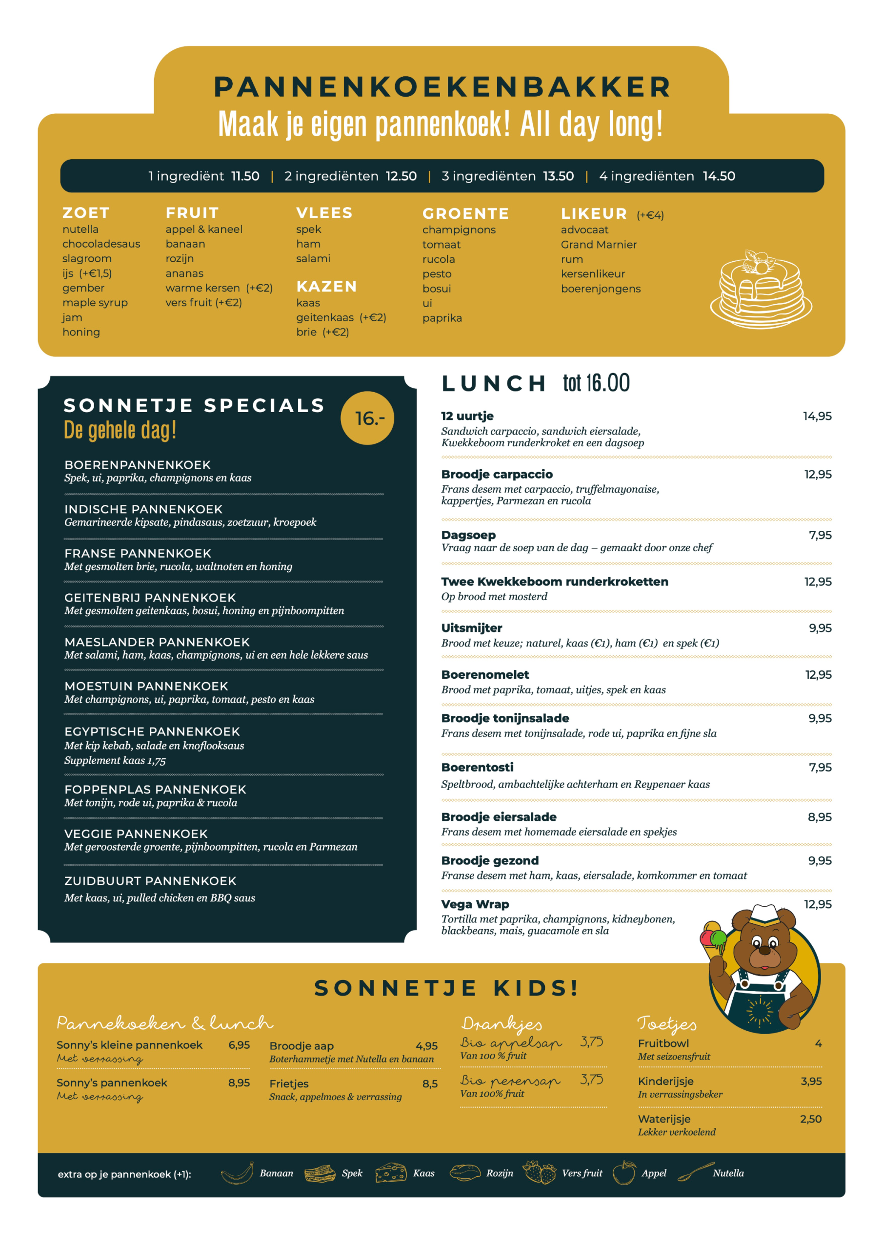 Het Sonnetje Pannenkoeken & Zo Menu