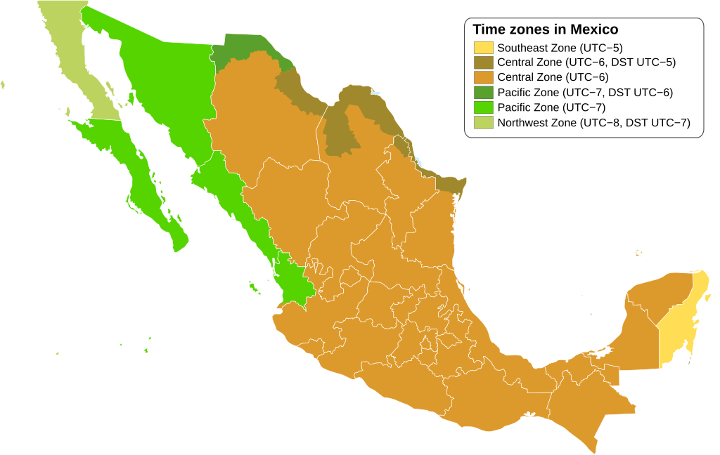 Hoe Laat Is Het In Mexico Map