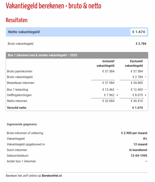 Hoeveel Belasting Over Vakantiegeld