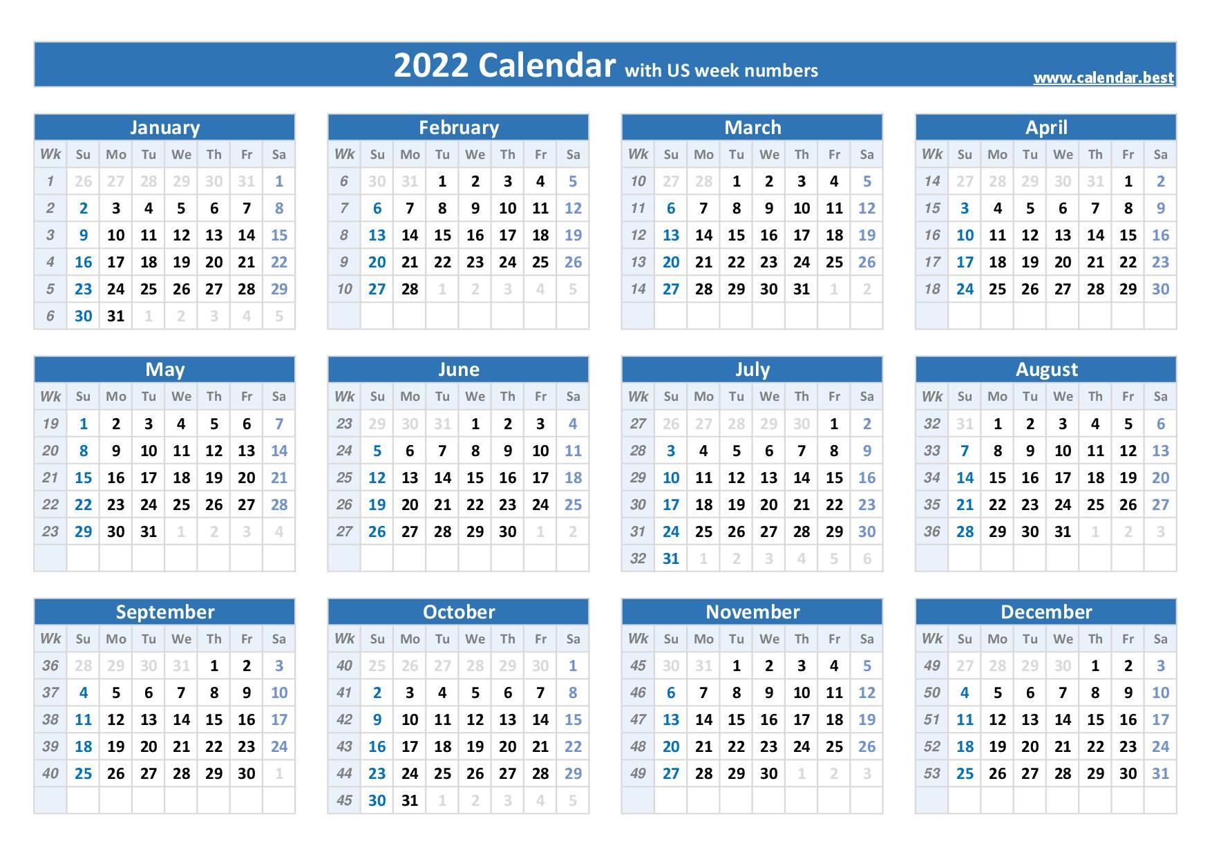 Hoeveel Weken Heeft Een Jaar 2022 Calendar