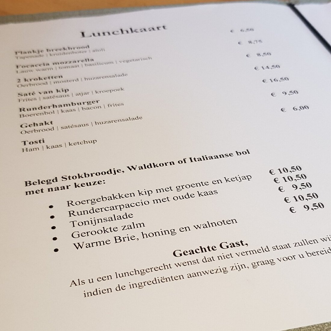 Hotel Spier Dwingeloo Van Der Valk Menu