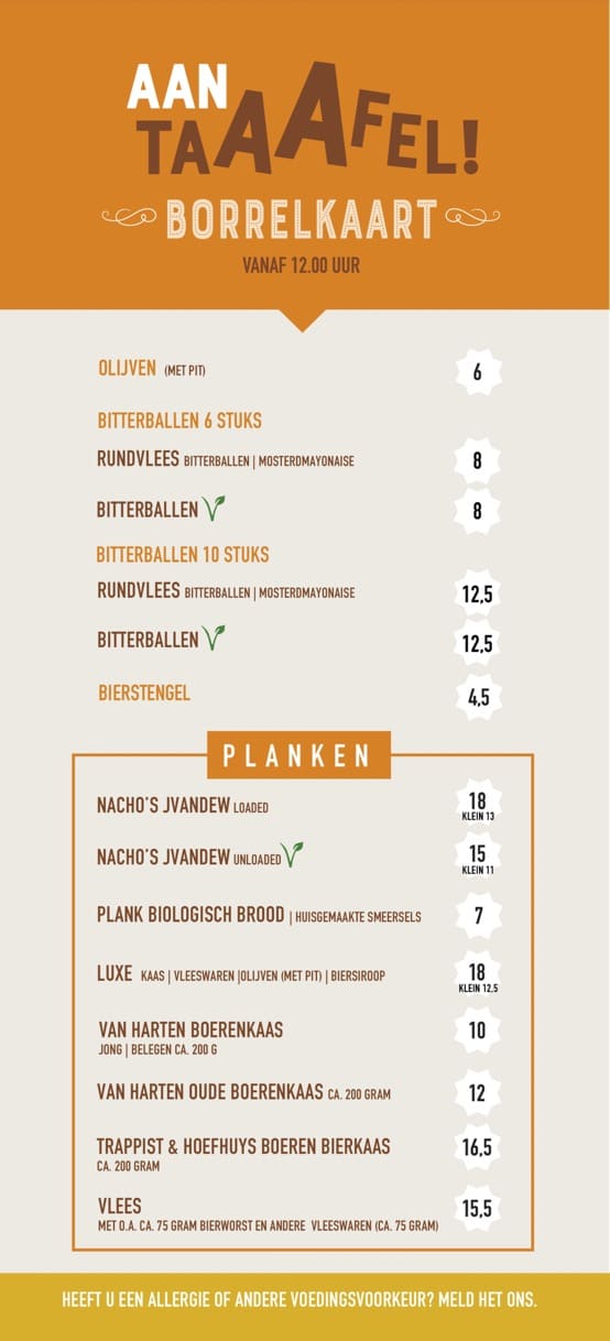 Jongens Van De Wit Menu