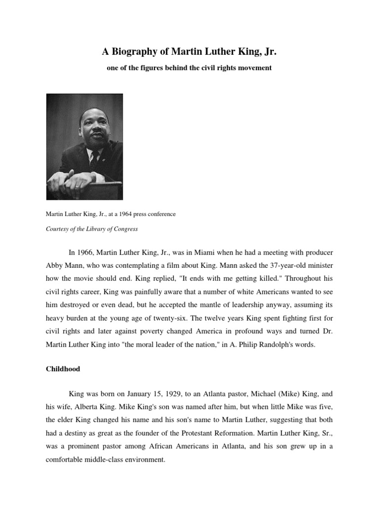 Martin Luther King Biography PDF