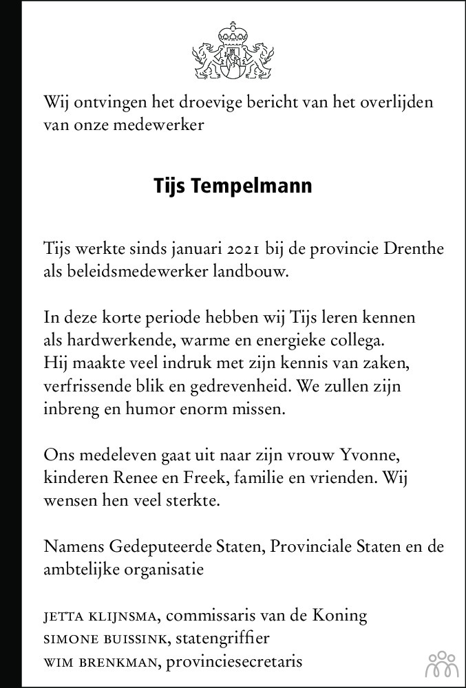 Overlijdensberichten Provincie Drenthe