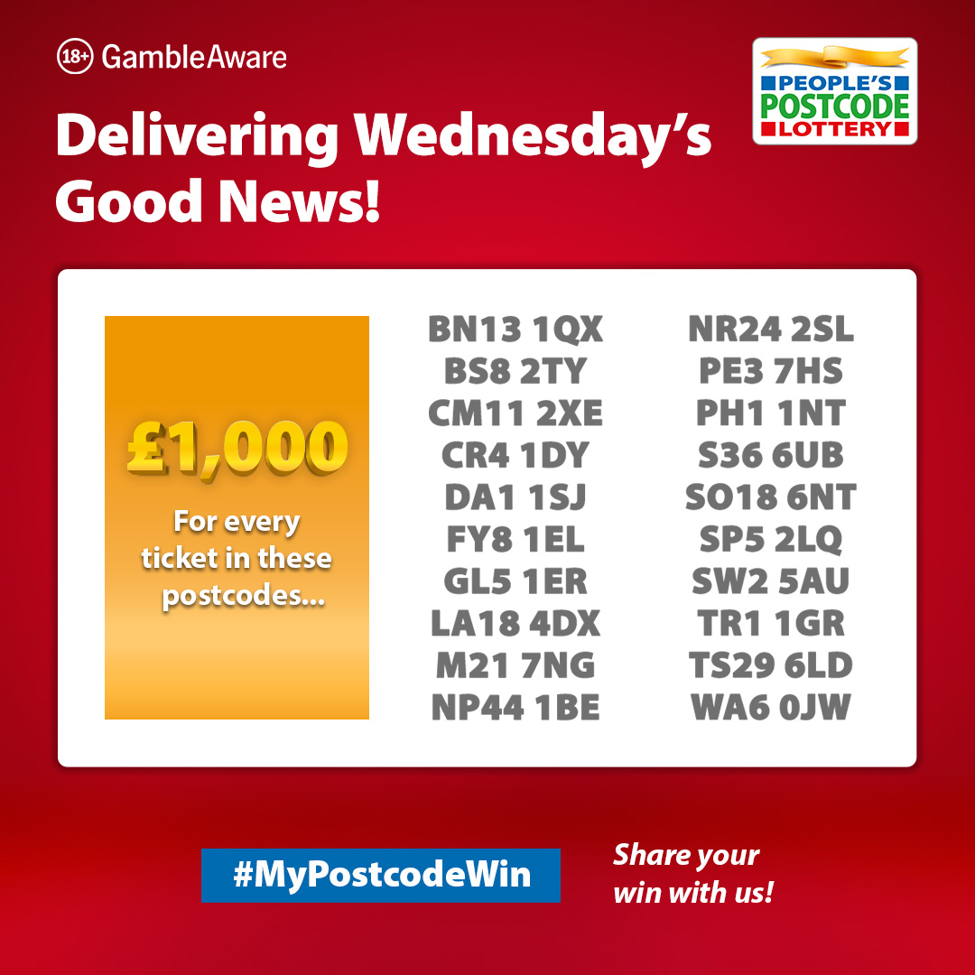 Postcode Lottery £10 Winners