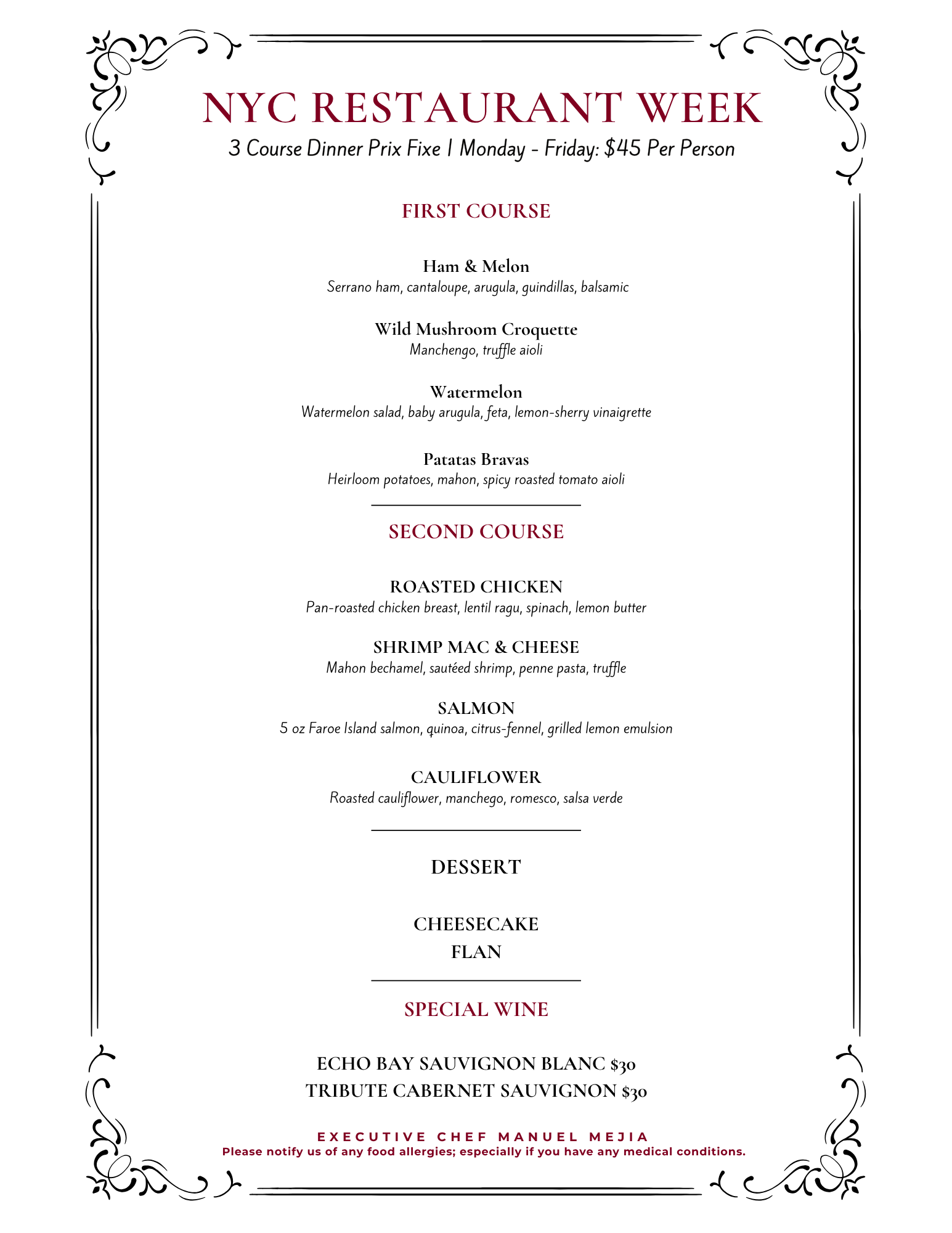 Restaurant Bazar Menu