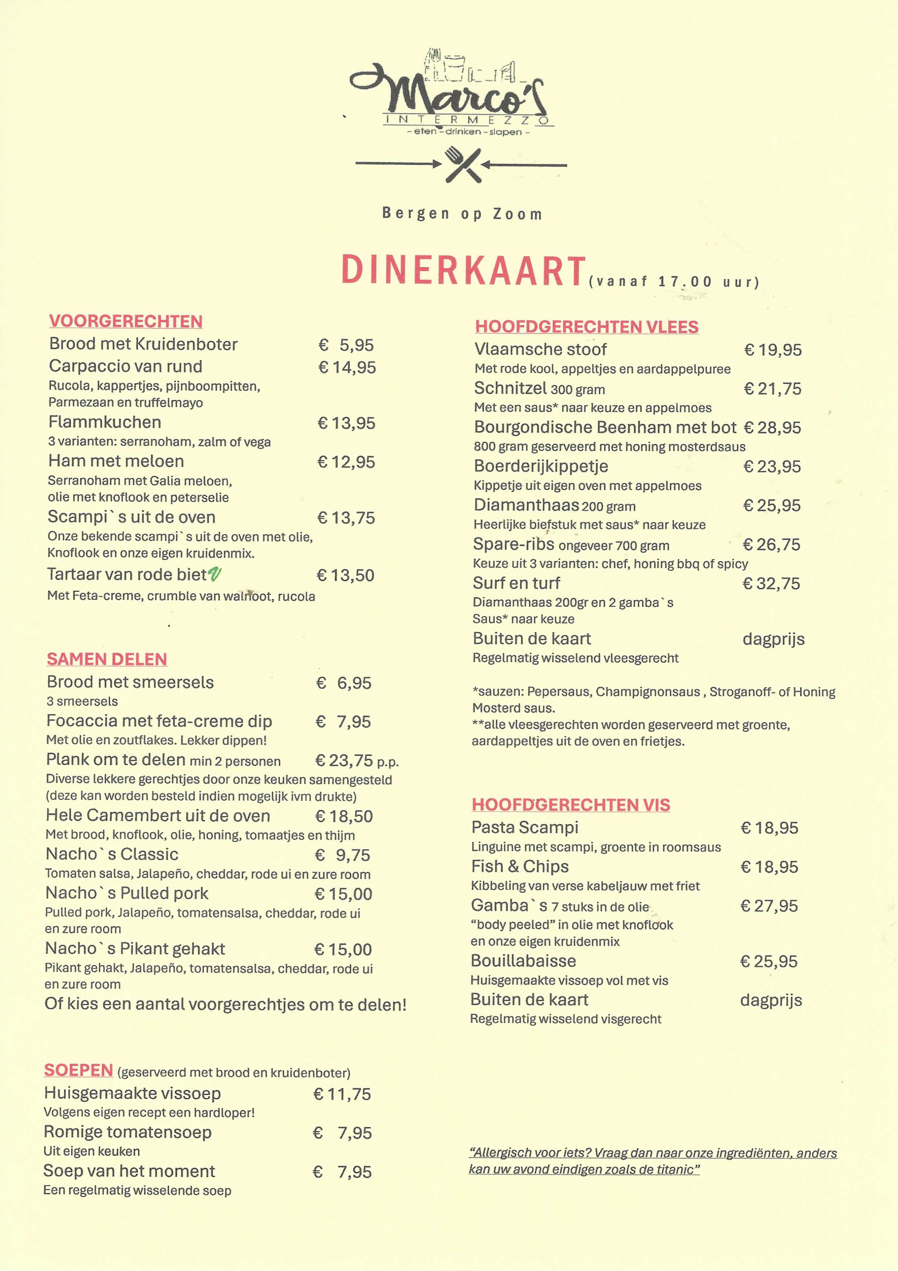 Restaurant Bergen Op Zoom Menu