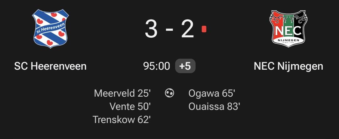 Stand Sc Heerenveen Nec Score