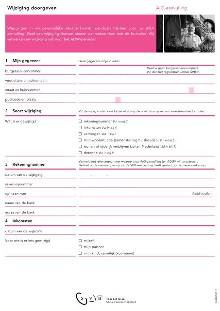 SVB Rekeningnummer Wijzigen Formulier