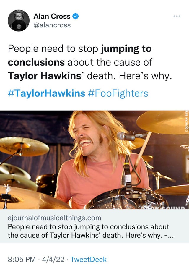 Taylor Hawkins Cause Of Death