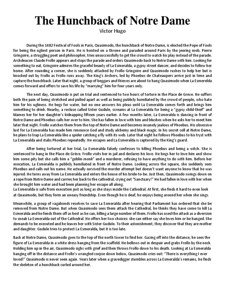The Hunchback Of Notre Dame Summary PDF
