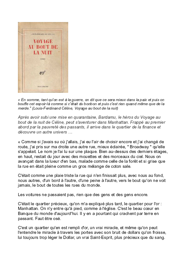 Voyage Au Bout De La Nuit Texte Pdf Free Download