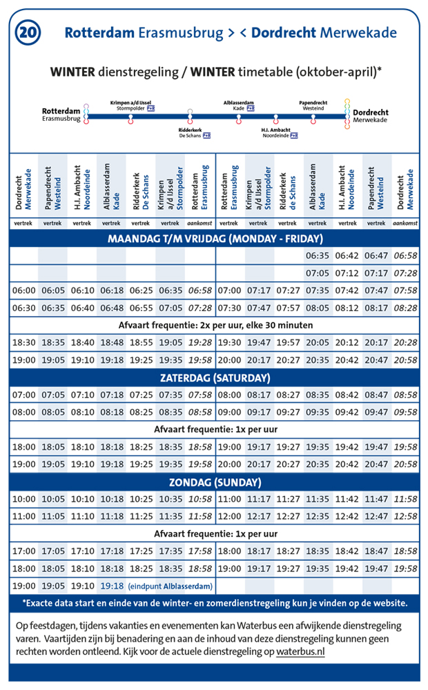 Waterbus Rotterdam Timetable