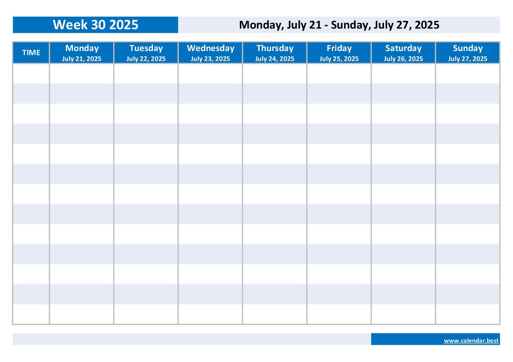 Week 30 2025 Printable