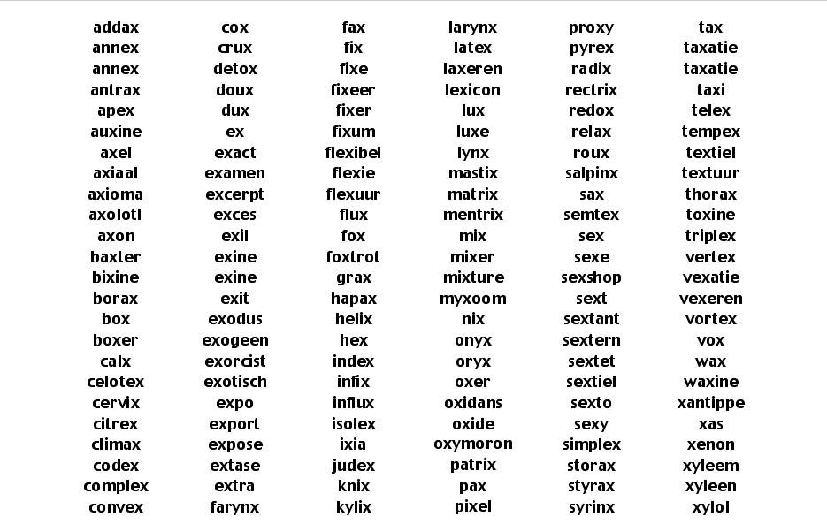 Woorden Met Een X En Y