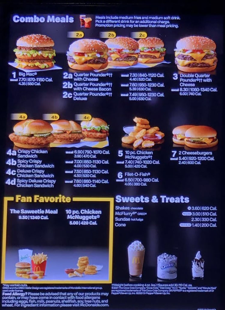 McDonald Price List