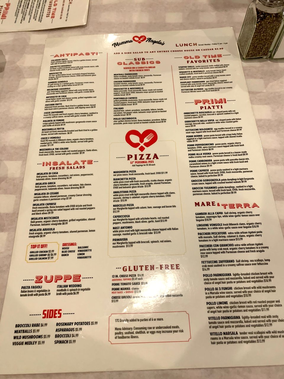 Nonna Angela's Italian Bistro Menu