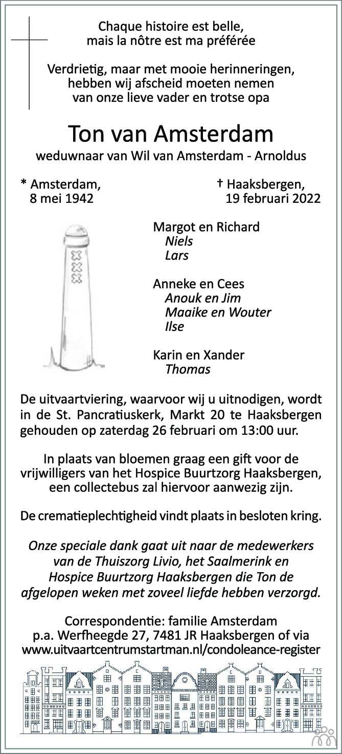Overlijdensberichten Amsterdam