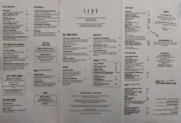Teds Oud-West Menu