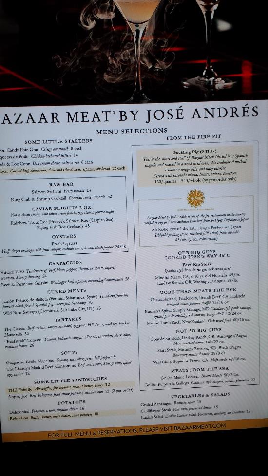 The Bazaar By José Andrés Menu