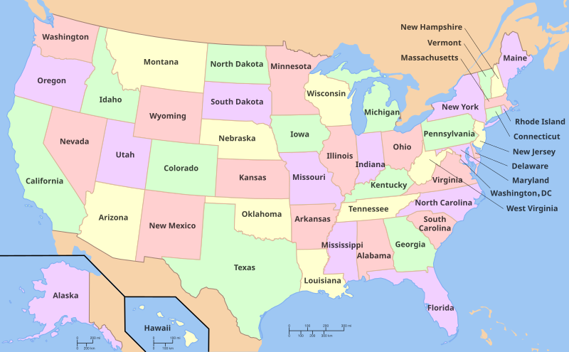 US Map With State Names