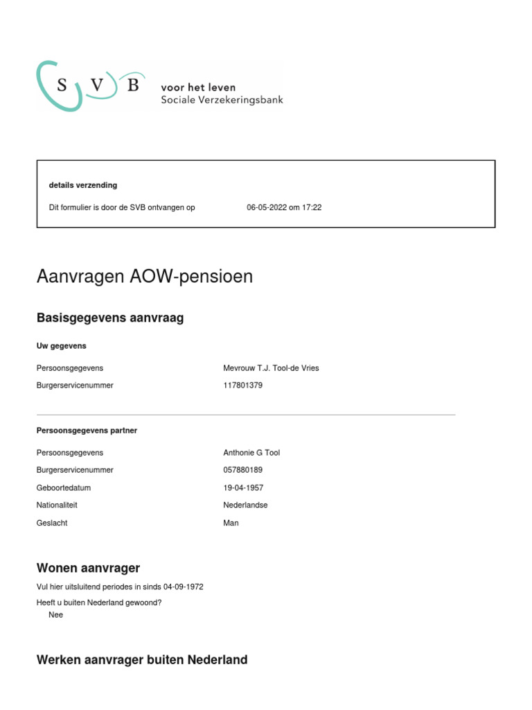 AOW Aanvragen Formulier